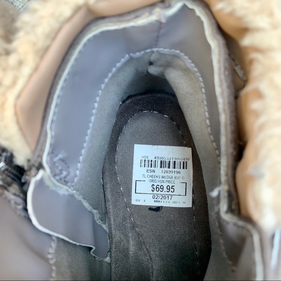 ✨CHEEKS PLATFORM WEDGE FUR TRIM ANKLE BOOTS 8 - Picture 11 of 16